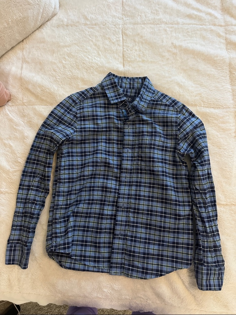 The Children's Place Blue and Navy Plaid Button-Down Shirt